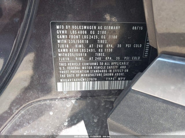 WVGAV7AX6GW527070 Volkswagen TIGUAN SE
