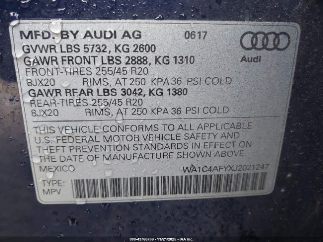 2018 AUDI SQ5 WA1C4AFYXJ2021247 Photo 8