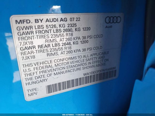2022 AUDI Q3 WA1DECF37N1149586 Photo 8