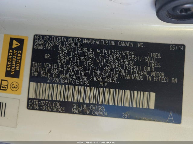 Aukcja sprzedaży 2015 Lexus Rx 350, vin: 2T2ZK1BA4FC156789, numer aukcji: 43768857
