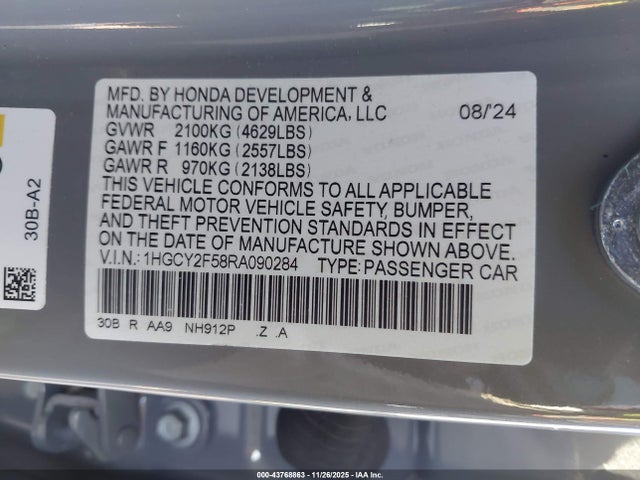 1HGCY2F58RA090284 Honda Accord Hybrid Sport