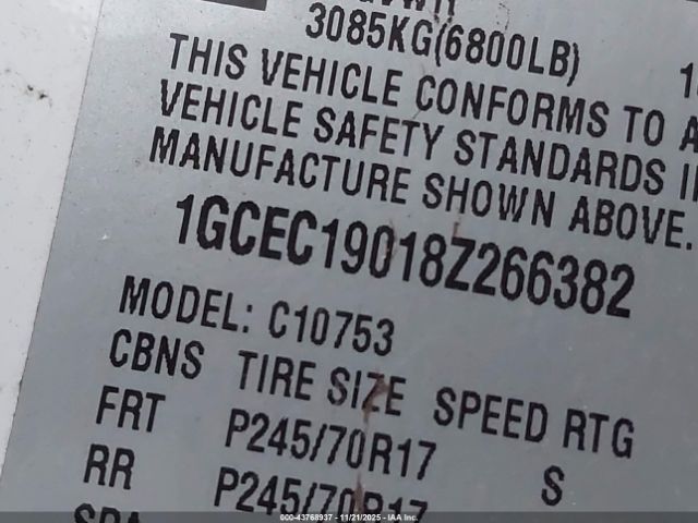 2008 CHEVROLET SILVERADO 1500 1GCEC19018Z266382 Photo 8