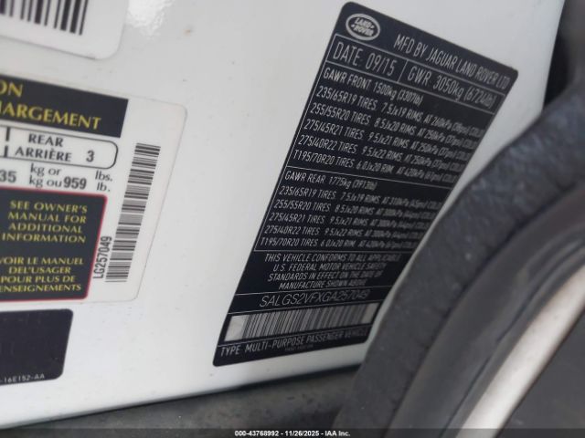 2016 LAND ROVER RANGE ROVER SALGS2VFXGA257049 Photo 8