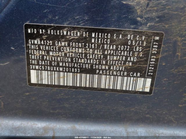 2019 VOLKSWAGEN JETTA 3VWC57BUXKM201893 Photo 8