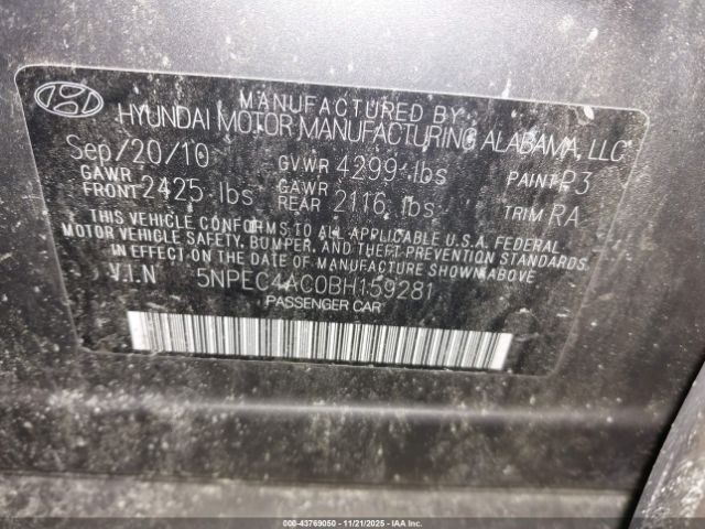 2011 HYUNDAI SONATA 5NPEC4AC0BH159281 Photo 8