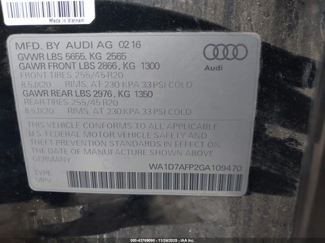 2016 AUDI Q5 WA1D7AFP2GA109470 Photo 8