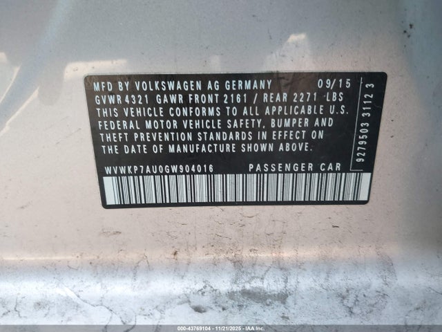 2016 VOLKSWAGEN E-GOLF WVWKP7AU0GW904016 Photo 8