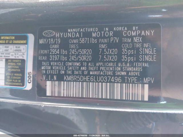 2020 HYUNDAI PALISADE KM8R5DHE6LU037496 Photo 8