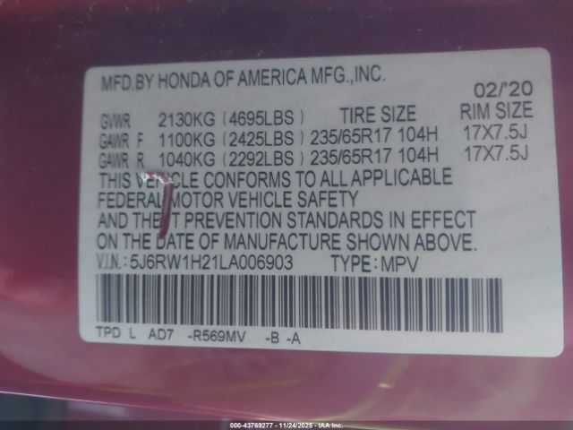 2020 HONDA CR-V 5J6RW1H21LA006903 Photo 8