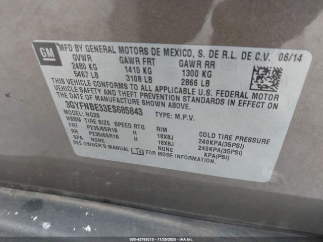 2014 CADILLAC SRX 3GYFNBE33ES685843 Photo 8