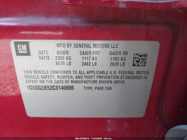 2012 CADILLAC CTS 1G6DG5E52C0149886 Photo 8
