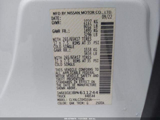 2023 NISSAN FRONTIER 1N6ED1EJ8PN611244 Photo 8