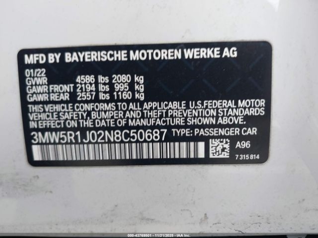 2022 BMW 330I 3MW5R1J02N8C50687 Photo 8