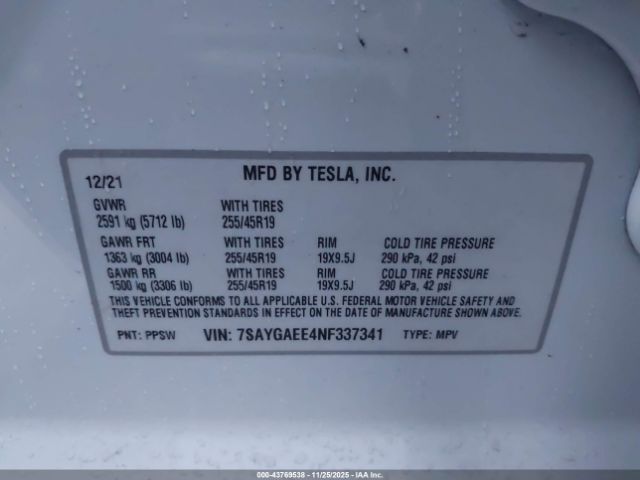 2022 TESLA MODEL Y 7SAYGAEE4NF337341 Photo 8