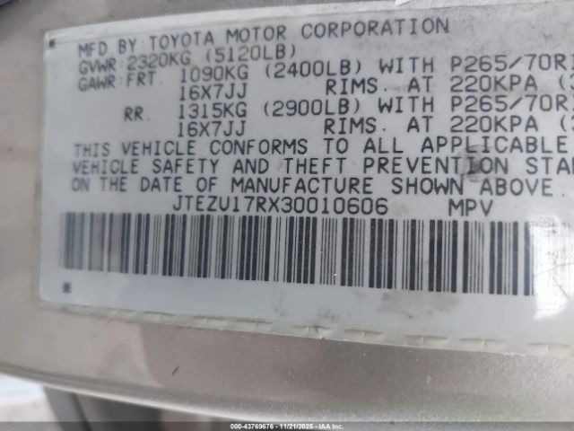2003 TOYOTA 4RUNNER JTEZU17RX30010606 Photo 8