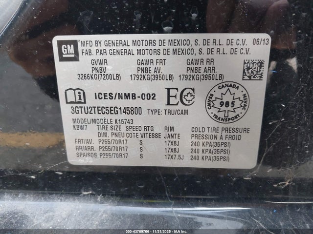 Aukcja sprzedaży 2014 Gmc Sierra 1500, vin: 3GTU2TEC5EG145800, numer aukcji: 43769706