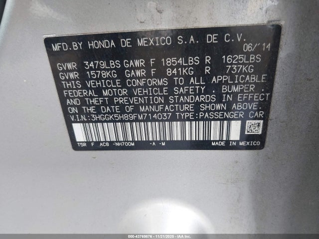 3HGGK5H89FM714037 Honda Fit Ex/ex-l