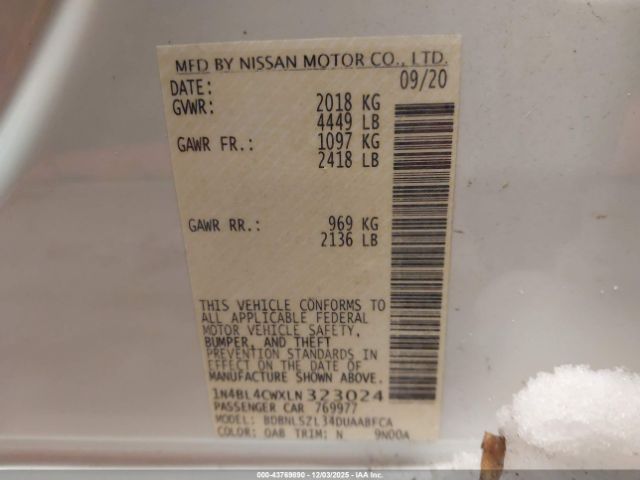 2020 NISSAN ALTIMA 1N4BL4CWXLN323024 Photo 8