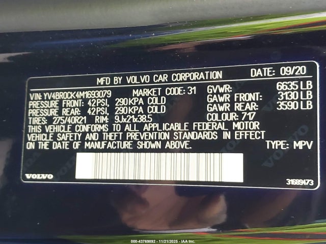 2021 VOLVO XC90 RECHARGE PLUG-IN HYBRID YV4BR0CK4M1693079 Photo 8