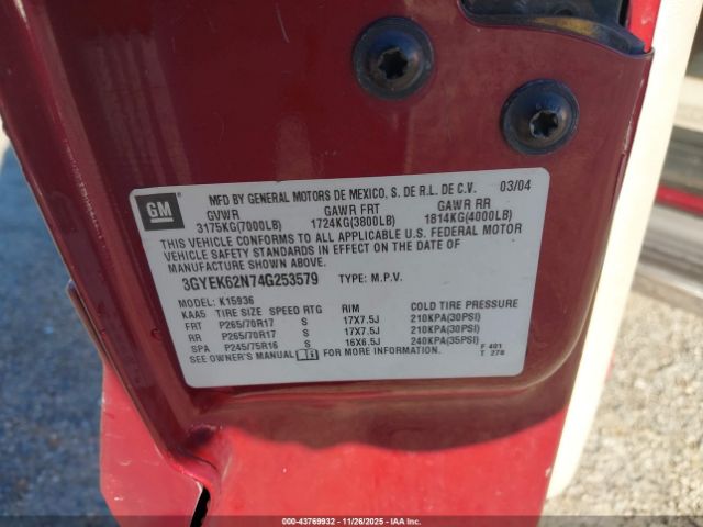 2004 CADILLAC ESCALADE EXT 3GYEK62N74G253579 Photo 8