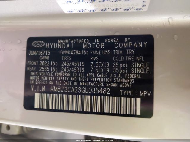 2016 HYUNDAI TUCSON KM8J3CA23GU035482 Photo 8