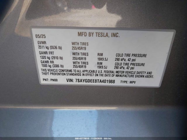 2026 TESLA MODEL Y 7SAYGDEE8TA401988 Photo 8