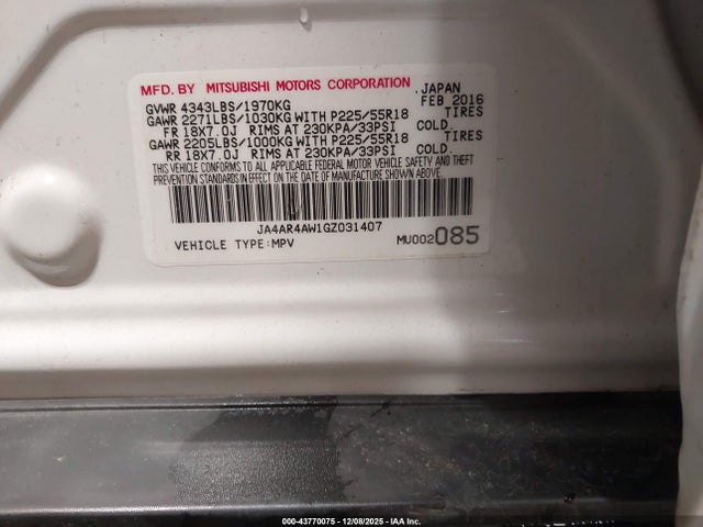 2016 MITSUBISHI OUTLANDER SPORT JA4AR4AW1GZ031407 Photo 8