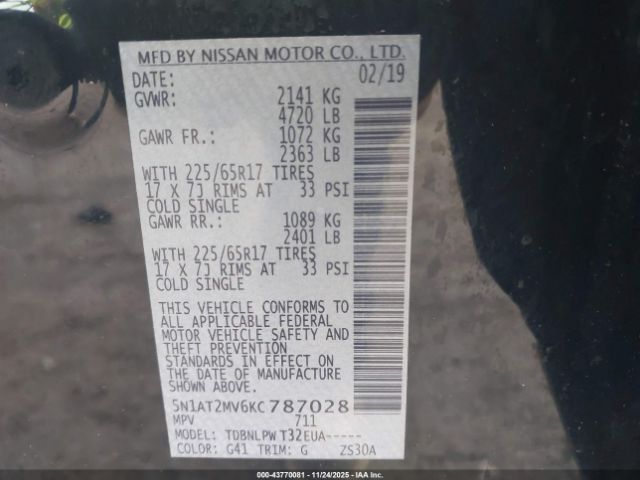 2019 NISSAN ROGUE 5N1AT2MV6KC787028 Photo 8