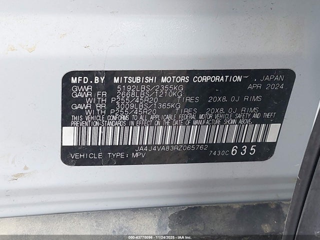 2024 MITSUBISHI OUTLANDER JA4J4VA83RZ065762 Photo 8