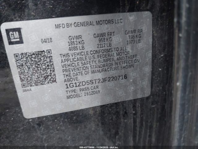 2018 CHEVROLET MALIBU 1G1ZD5ST2JF220716 Photo 8