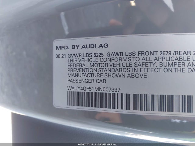 2021 AUDI S5 CABRIOLET WAUY4GF51MN007337 Photo 8