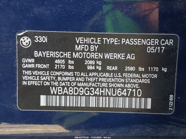 2017 BMW 330I WBA8D9G34HNU64710 Photo 8