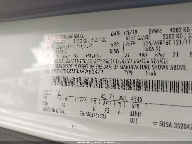 2018 FORD TRANSIT VAN 1FTYR1ZM3JKA65421 Photo 8