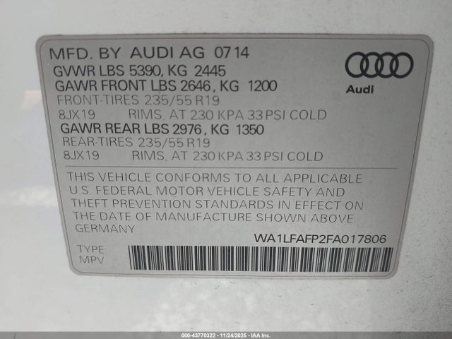 2015 AUDI Q5 WA1LFAFP2FA017806 Photo 8