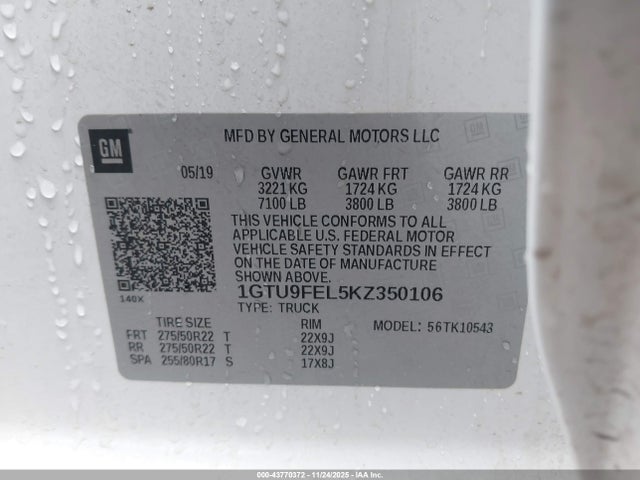 1GTU9FEL5KZ350106 GMC Sierra 1500 Denali