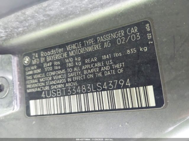 2003 BMW Z4 4USBT33483LS43794 Photo 8