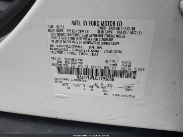 2018 FORD ECOSPORT MAJ6P1WLXJC195088 Photo 8