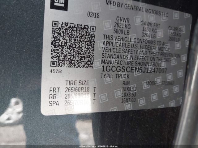 2018 CHEVROLET COLORADO 1GCGSCEN5J1247007 Photo 8