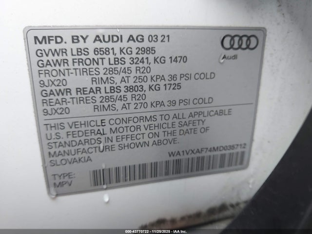 2021 AUDI Q7 WA1VXAF74MD035712 Photo 8