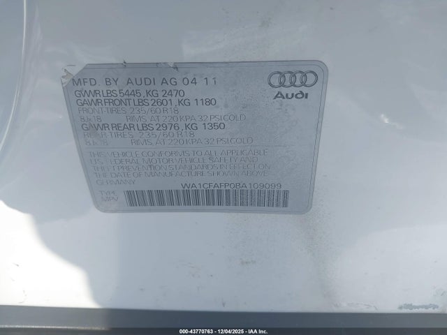2011 AUDI Q5 WA1CFAFP0BA109099 Photo 8