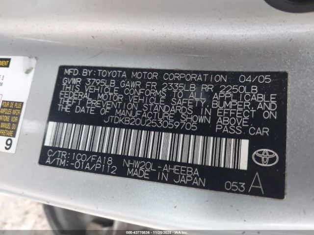 2005 TOYOTA PRIUS JTDKB20U253059705 Photo 8