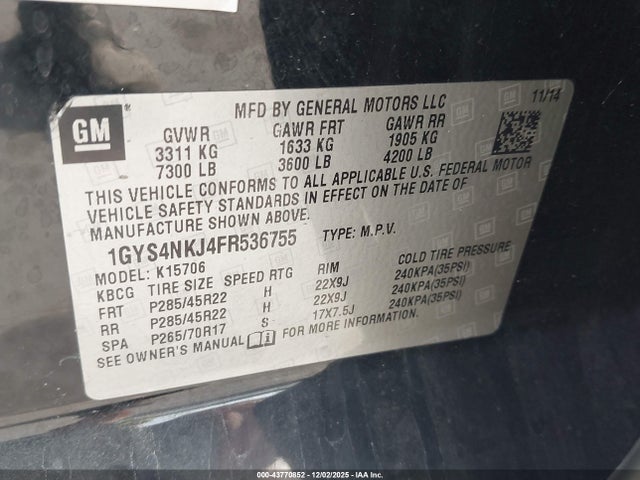 2015 CADILLAC ESCALADE 1GYS4NKJ4FR536755 Photo 8