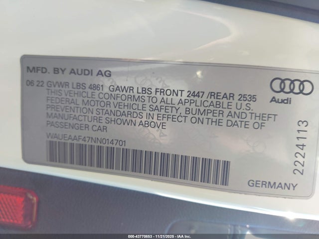 2022 AUDI A4 WAUEAAF47NN014701 Photo 8