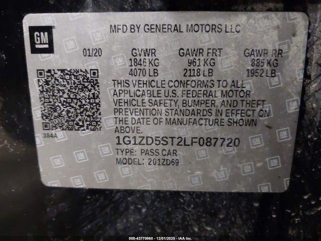Chevrolet Malibu Fwd Lt 2020 1G1ZD5ST2LF087720 Image 9