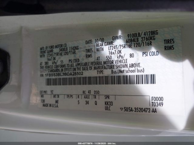 2011 FORD E-350 SUPER DUTY 1FBSS3BL3BDA28502 Photo 8