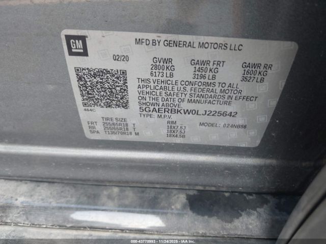 2020 BUICK ENCLAVE 5GAERBKW0LJ225642 Photo 8