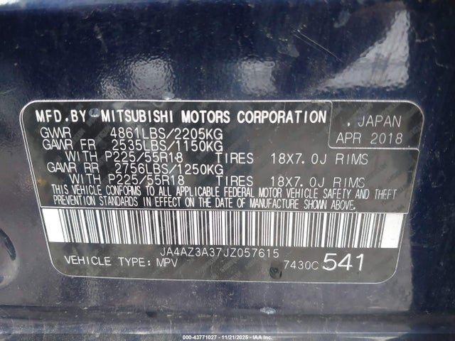 2018 MITSUBISHI OUTLANDER JA4AZ3A37JZ057615 Photo 8
