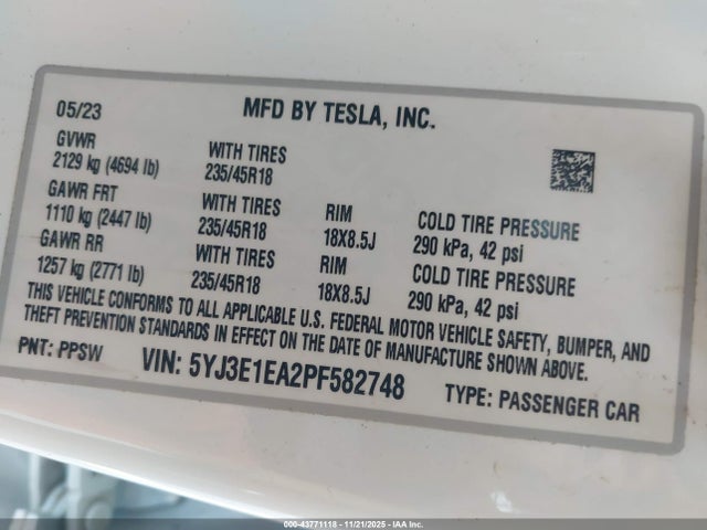 2023 TESLA MODEL 3 5YJ3E1EA2PF582748 Photo 8