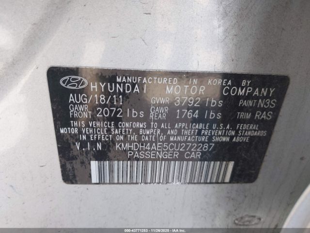 2012 HYUNDAI ELANTRA KMHDH4AE5CU272287 Photo 8