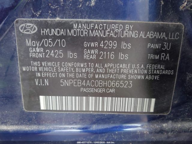 2011 HYUNDAI SONATA 5NPEB4AC0BH066523 Photo 8